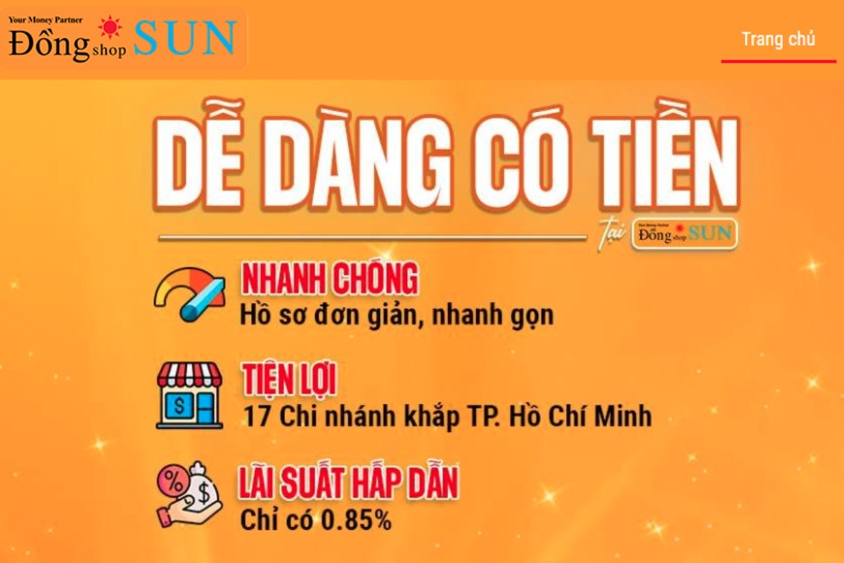 Vay tiền tại Đồng Shop Sun mang lại nhiều ưu đãi cho khách hàng