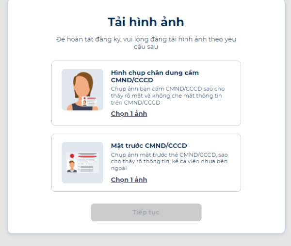 Chụp ảnh chân dung và CCCD để xác minh