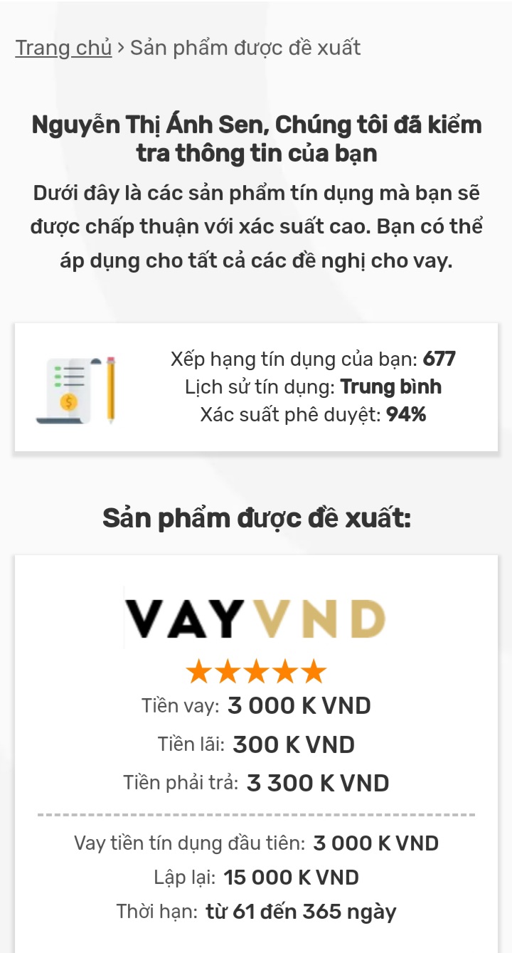 Chọn gói vay phù hợp