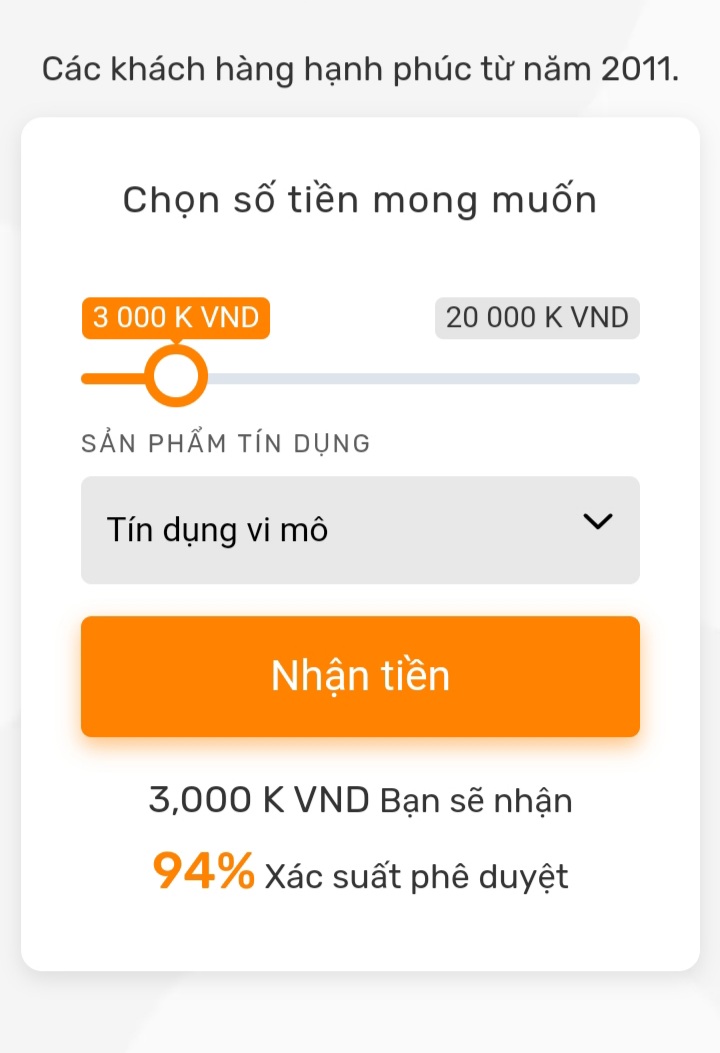 Nhập khoản tiền muốn vay