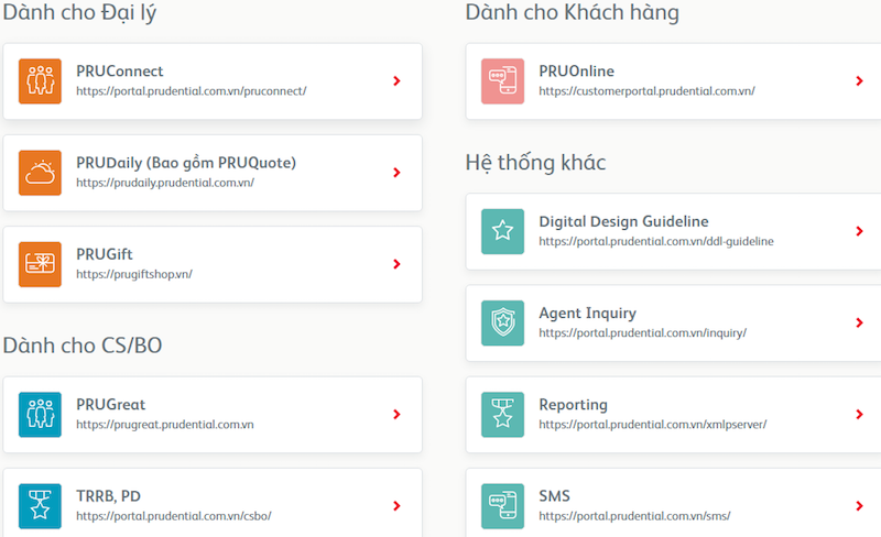 hệ thống thông tin prudential thực chất là website “cổng thông tin khách hàng” của prudential