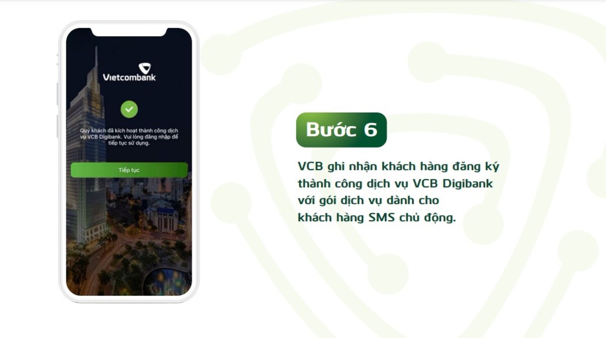 Đăng ký thành công dịch vụ Vietcombank Internet Banking