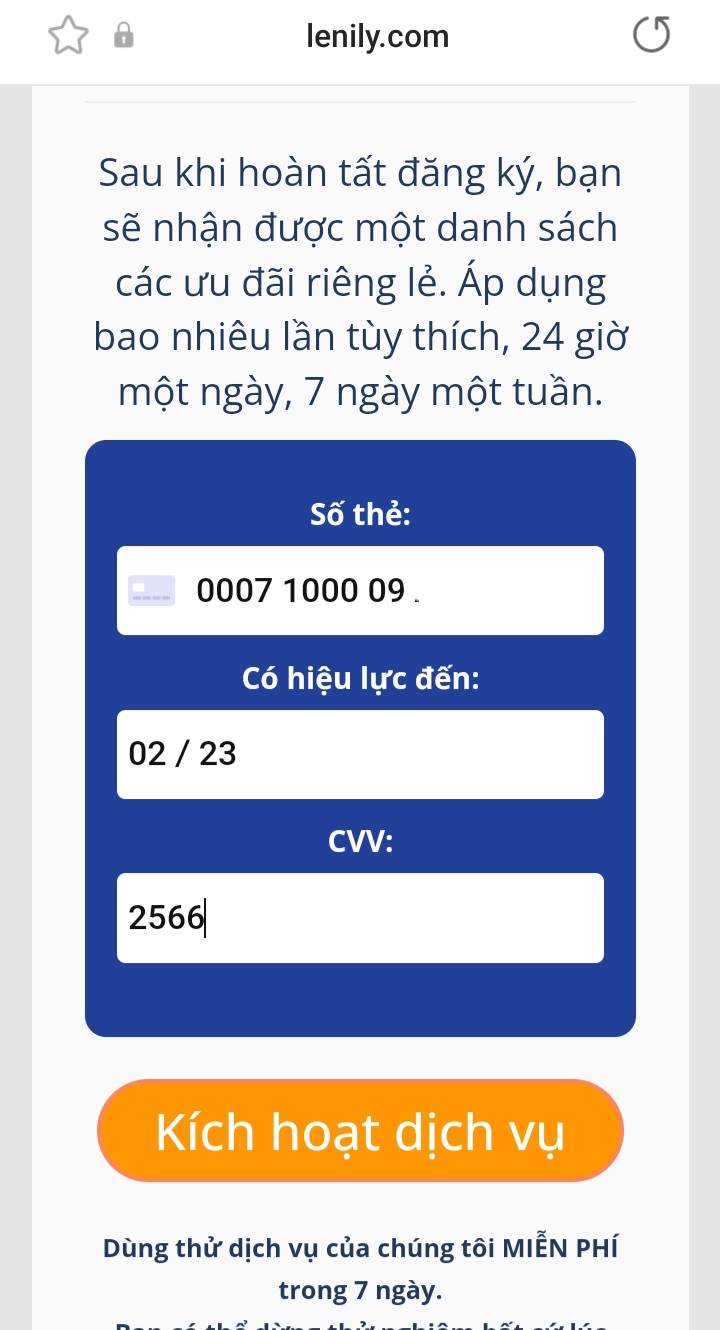 Cung cấp thông tin về thẻ tín dụng 