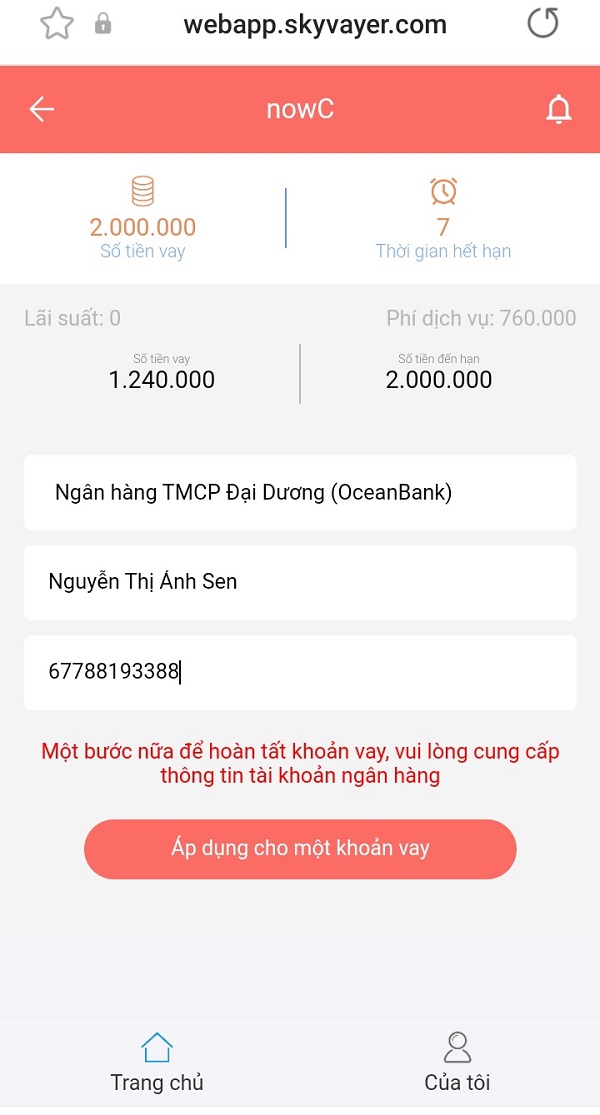 Hình ảnh cung cấp thông tin tài khoản ngân hàng 