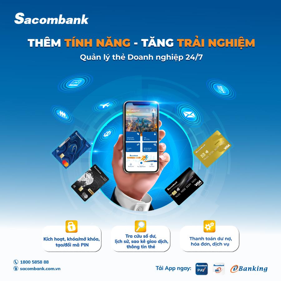 Thẻ tín dụng doanh nghiệp Sacombank được tích hợp nhiều tính năng tiện ích