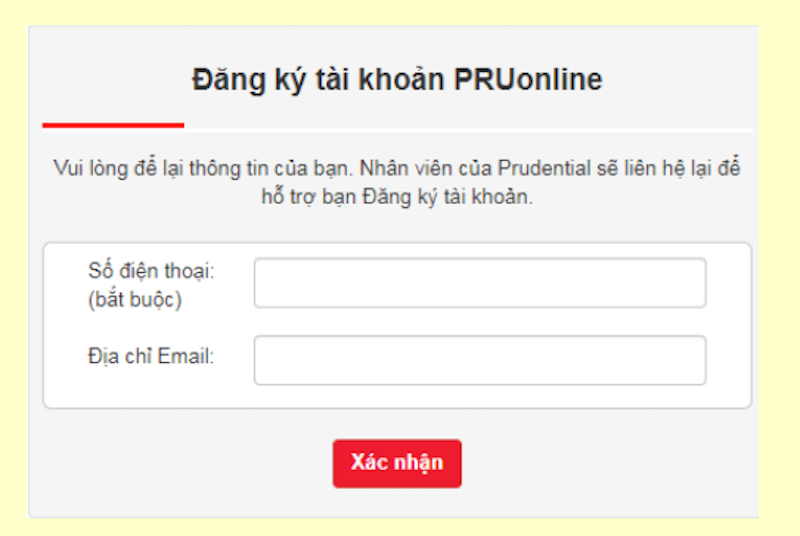 vấn đề có liên quan đến thông tin tài khoản đăng nhập pru – online