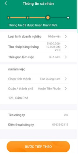 Điền các thông tin cá nhân