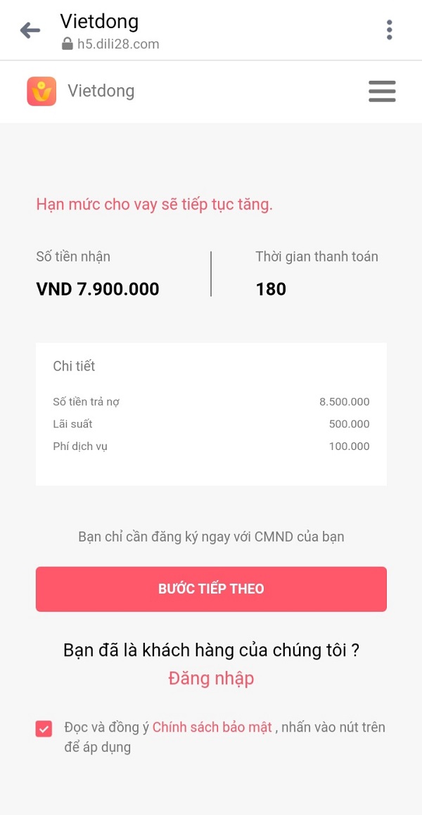 Truy cập vào website chính hoặc tải app vay về máy