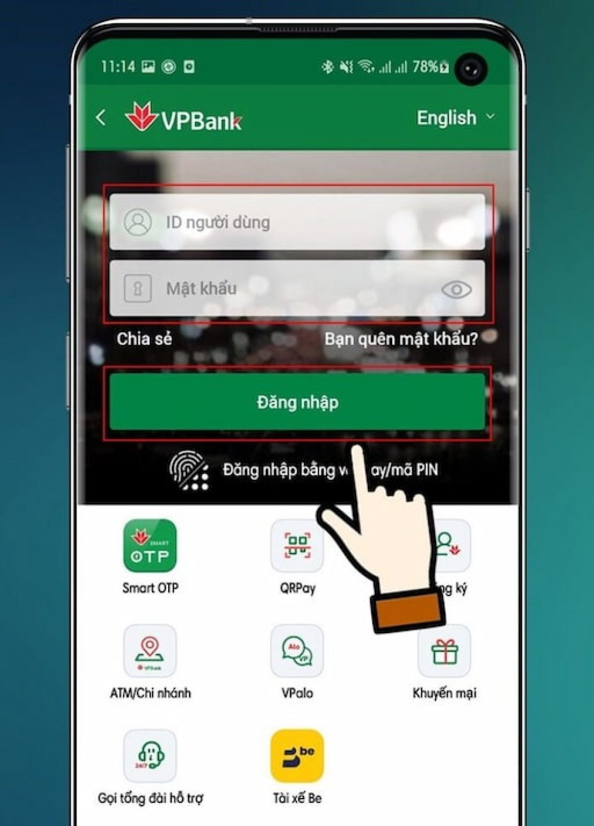 Đăng nhập vào app VPBank