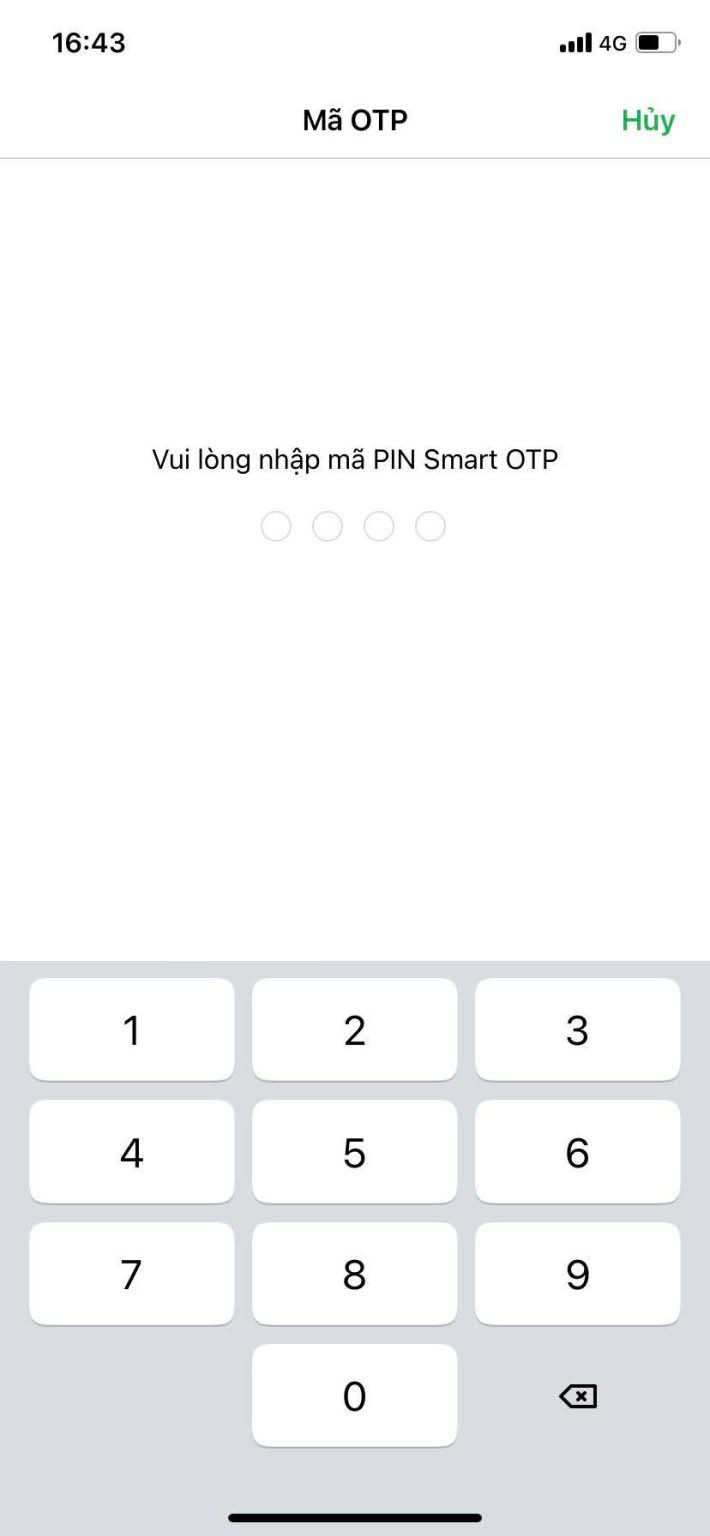 Nhập đầy đủ mã PIN Smart OTP 