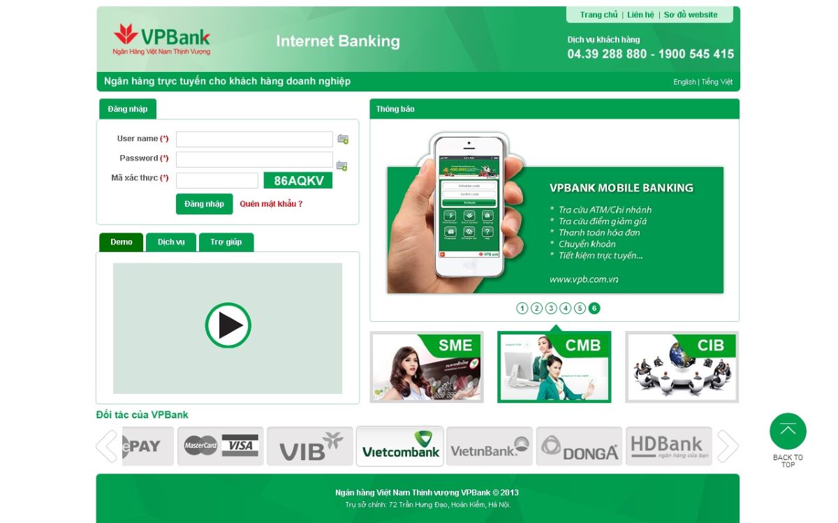 Người dùng có thể kích hoạt thẻ bằng cách đăng nhập vào Internet Banking