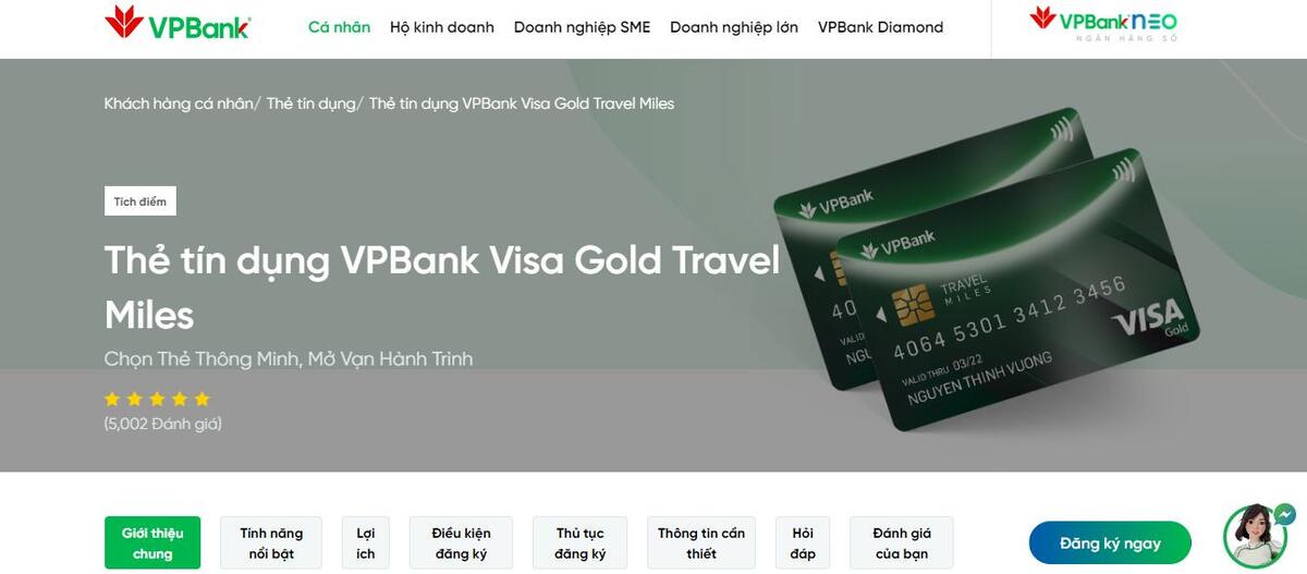Thẻ Visa Gold Travel Miles là thẻ tín dụng tích lũy dặm bay