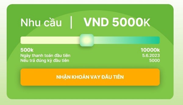 Nhấp chọn vào mục “Nhận khoản vay đầu tiên”