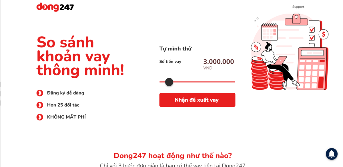 Giao diện website của Dong 247