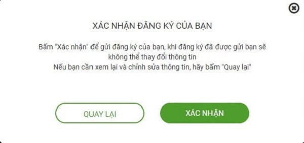 Xác nhận đăng ký vay vốn thành công